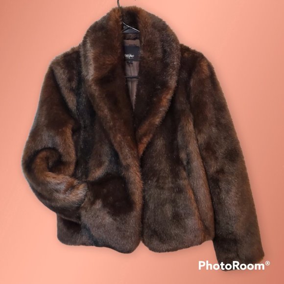 Mossimo Supply Co. Jackets & Blazers - Mossimo Faux Fur Brown Jacket with Pockets Size Small